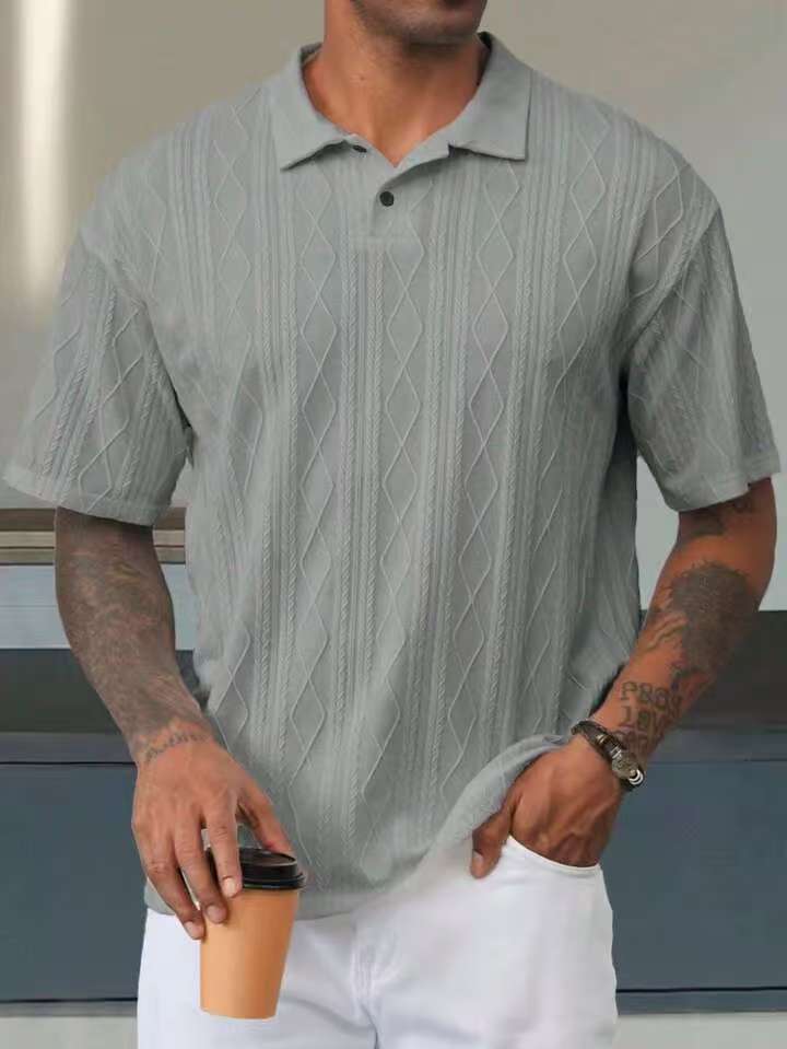 Herren Kurzarm Poloshirt mit strukturiertem Muster und modischem Kragen Echoarchiv