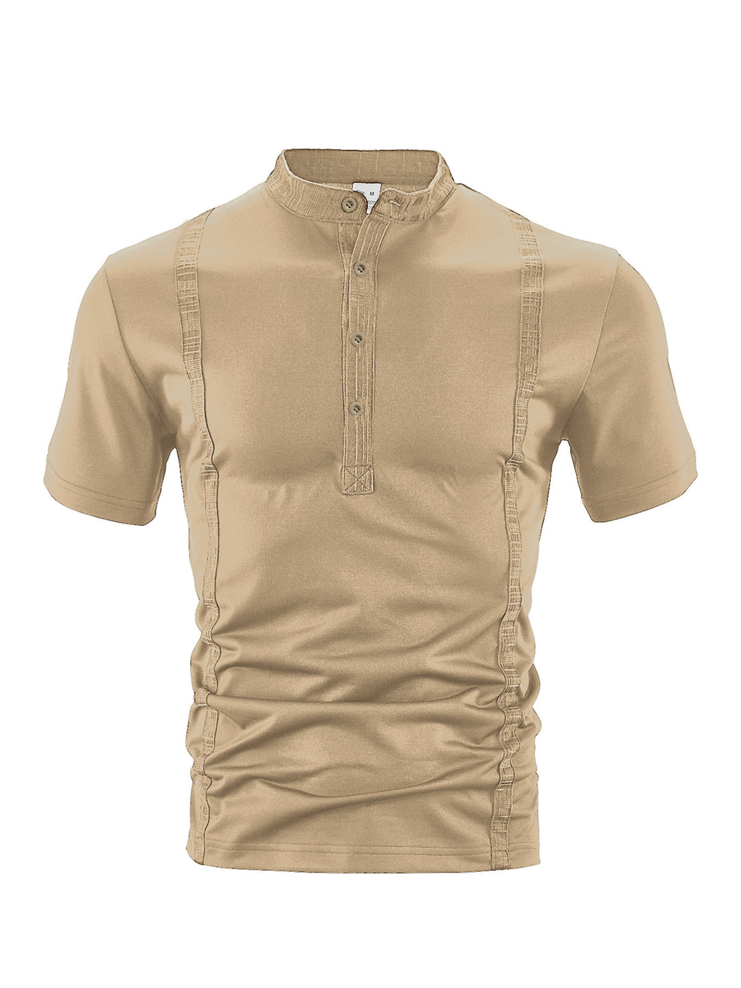Herren nan Kurzarm-Stehkragenshirt mit verdeckter Knopfleiste, Zierpaspeln und figurbetonter Silhouette Echo Archiv