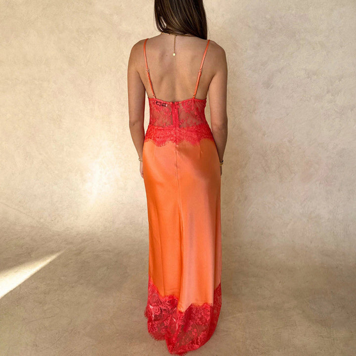Damen Elegantes Nachtkleid mit transparentem Spitzeneinsatz und verstellbaren Trägern Echo Archiv