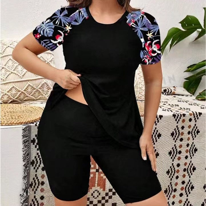 Damen Sportliches Kurzarm-Tops und Radlerhose Set Echo Archiv