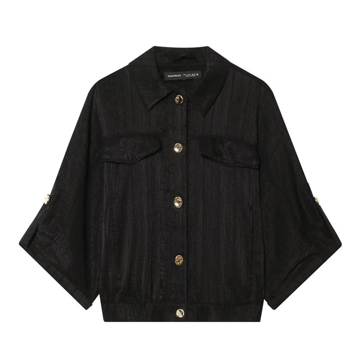 Damen Cropped-Hemdenbluse mit Fledermausärmeln, Brusttaschen und elastischem Taillenbund Echo Archiv