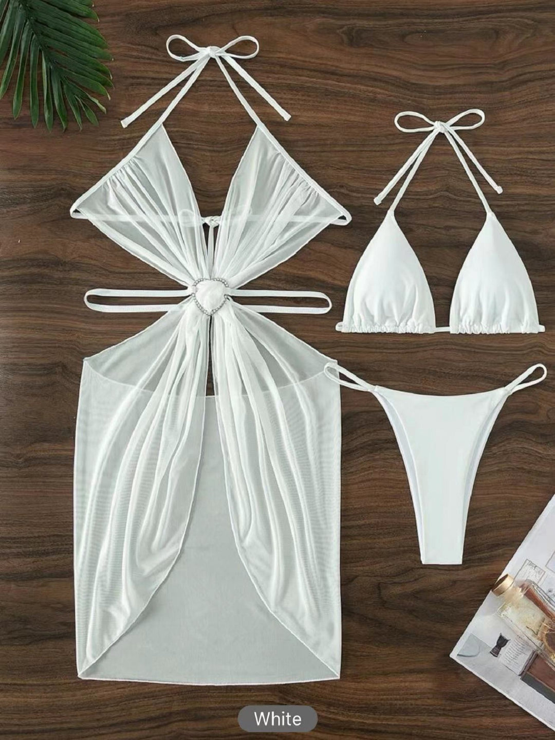 Damen Bikini-Set mit verspieltem Herzdesign und transparentem Überwurf Echo Archiv