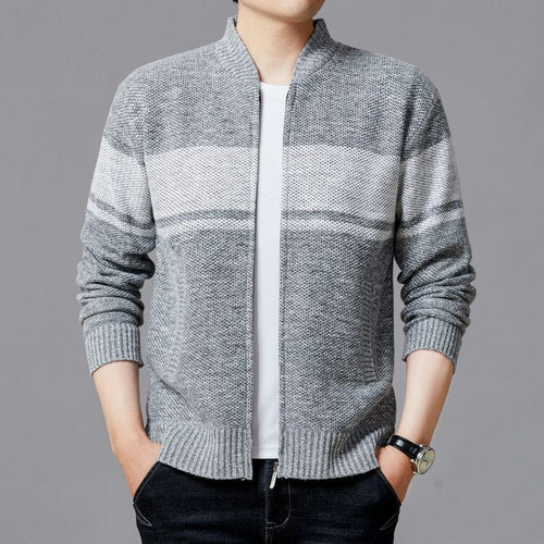Herren Strickjacke mit modernem Zipper und strukturiertem Design Echoarchiv
