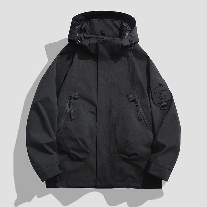 Herren Wasserdichte Utility-Softshelljacke mit Kapuze, schräge Reißverschlusstaschen & verstellbaren Ärmelriegeln Echo Archiv