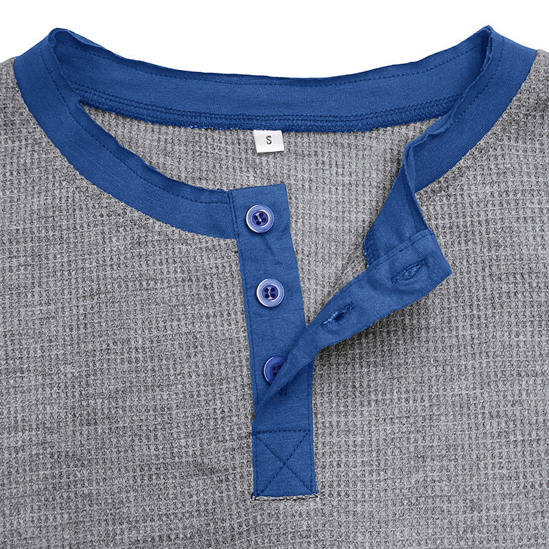 Herren Langarm Henley-Shirt mit eleganter Knopfleiste und trendigen Akzenten Echoarchiv