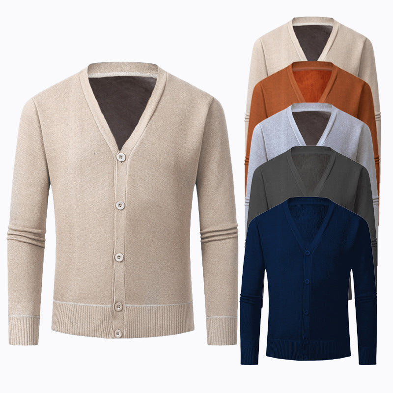 Herren Strickjacke mit V-Ausschnitt und knopflosem Design Echoarchiv