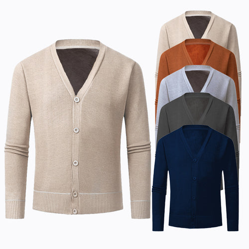 Herren Strickjacke mit V-Ausschnitt und knopflosem Design Echoarchiv