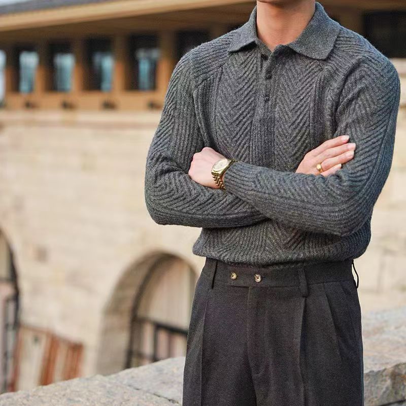 Stylischer Strickpullover für Herren mit gestepptem Muster Echo Archive