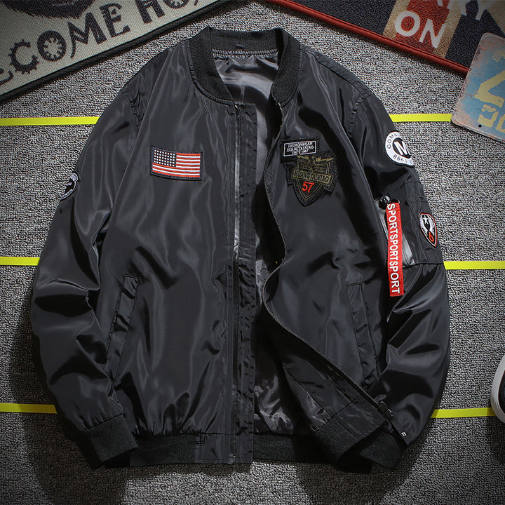 Herren nan stylische Bomberjacke mit Patch-Details und Ärmeltasche Echo Archiv