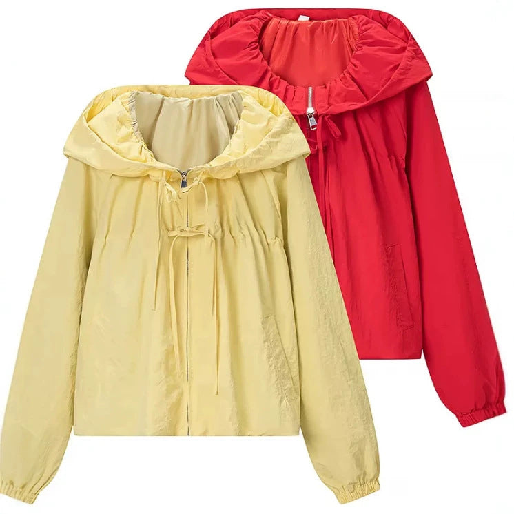 Damen Kurz geschnittene Wollmix-Jacke mit Stehkragen, Reißverschluss und Ballonärmeln Echo Archiv