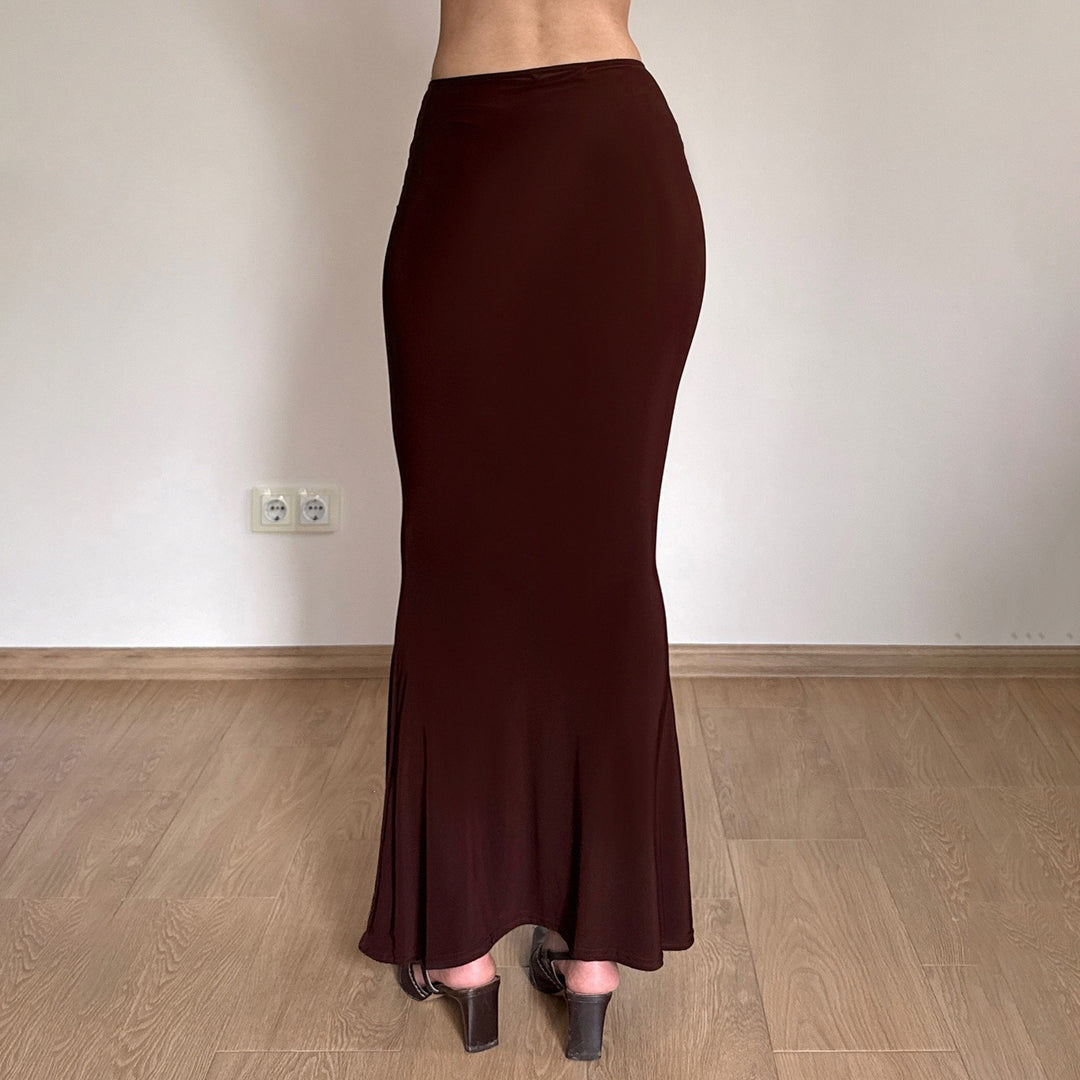 Damen Maxirock mit High‑Waist Wickeldetail, Drapée‑Vorderteil und Metallring Echo Archiv