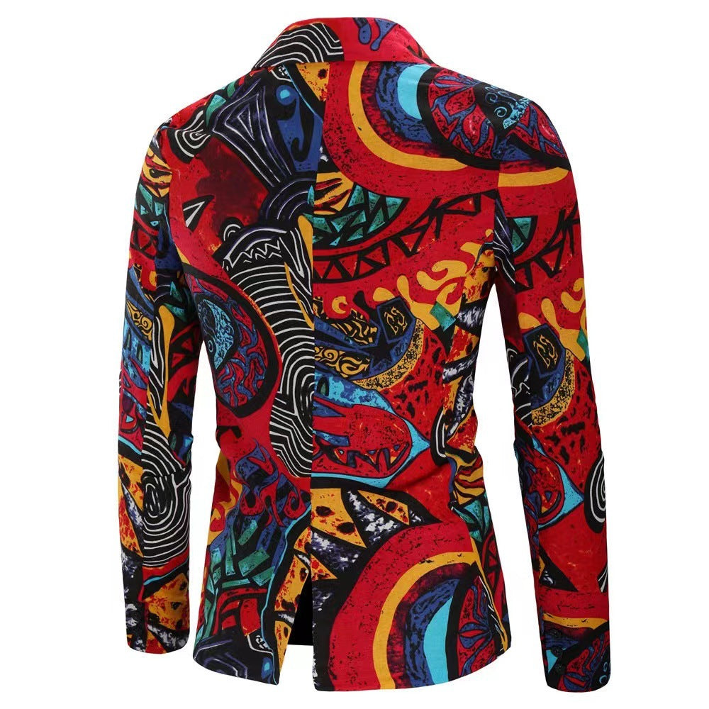 Herren modische Blazer mit buntem grafischem Design Echoarchiv