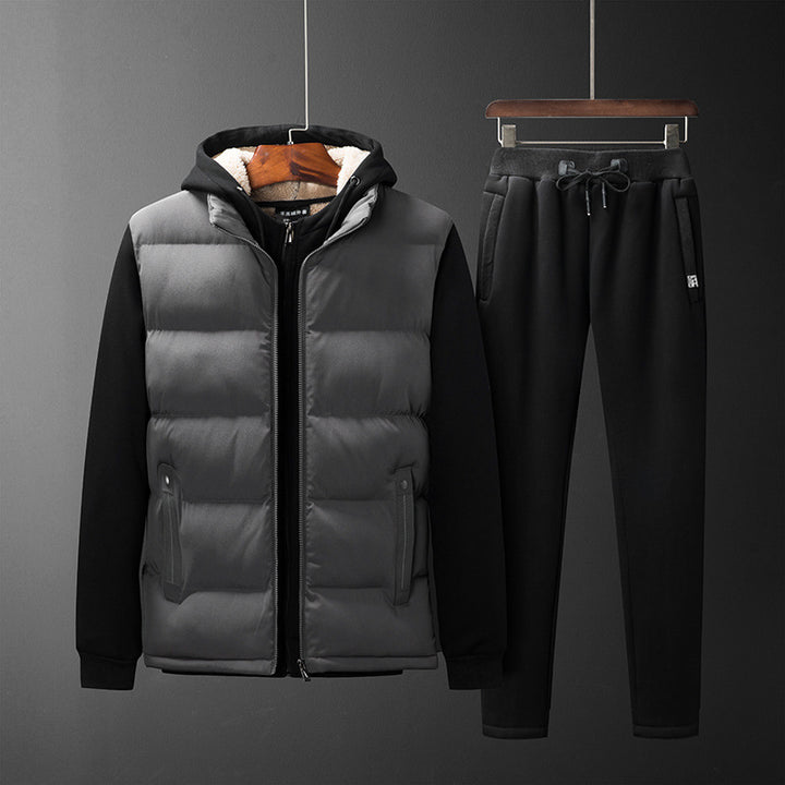 Herren Wattierte Kapuzenweste mit Fleecefutter und schmal geschnittene Jogginghose Set Echo Archiv