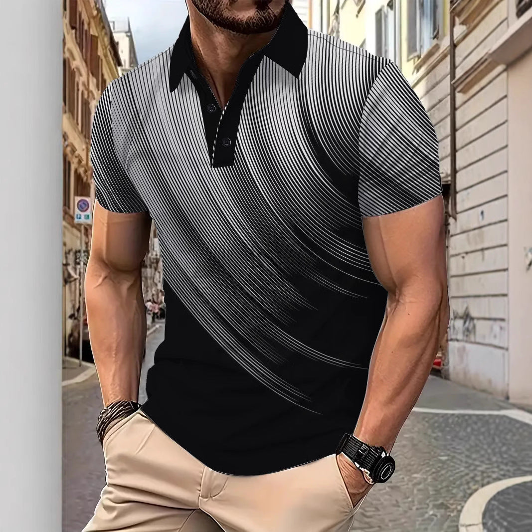 Herren Poloshirt mit modernem Streifenmuster und atmungsaktiver Textur Echoarchiv