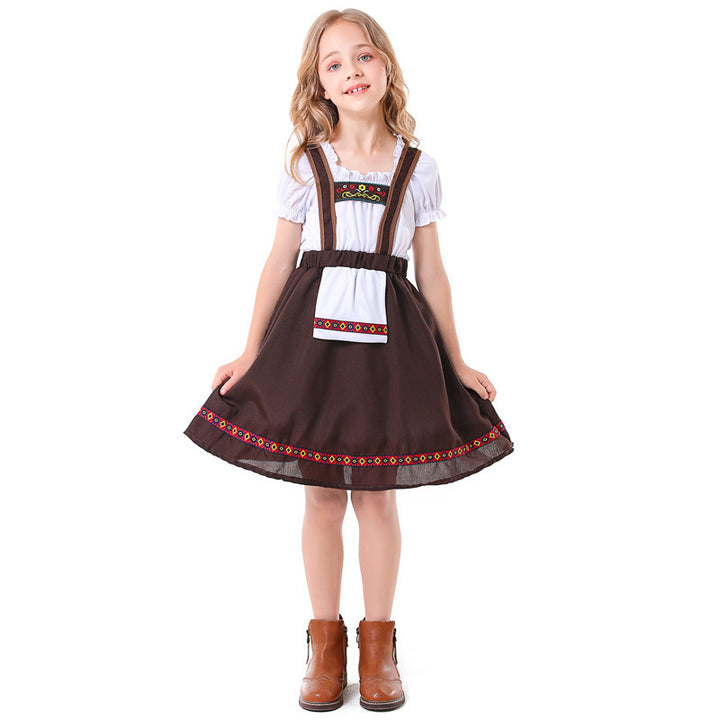 Damen nan traditionelles Mädchen-Dirndlkleid mit Schürze und dekorativen Stickereien Echo Archiv