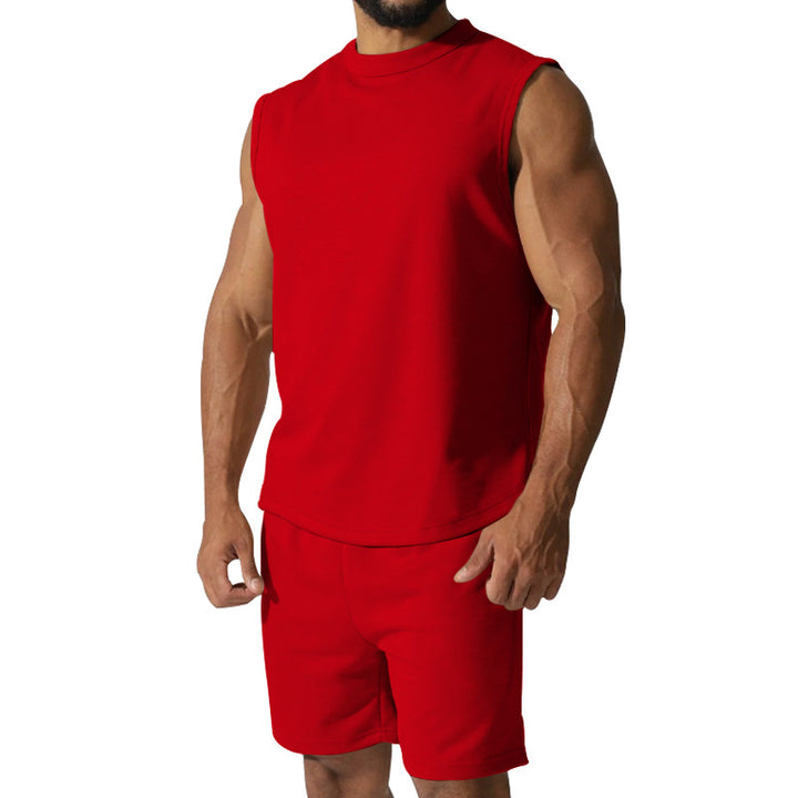 Herren Sportliches ärmelloses Trainingsset mit bequemen Shorts und atmungsaktivem Material Echoarchiv