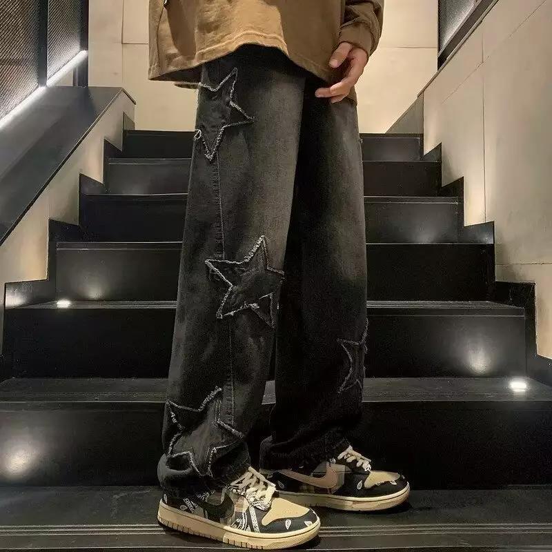 Herren lässige Jeans mit Sterne-Stickerei Echoarchiv