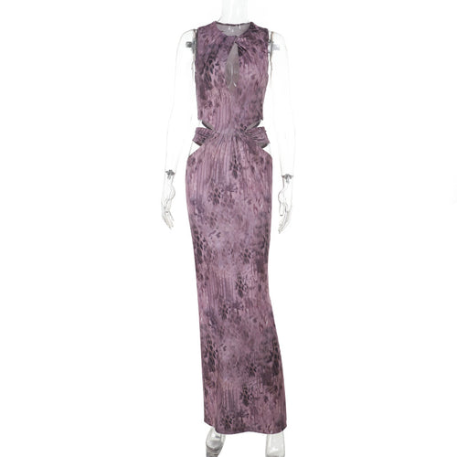 Damen Fließendes Maxikleid mit asymmetrischem Ausschnitt und Taillengürtel Echo Archiv