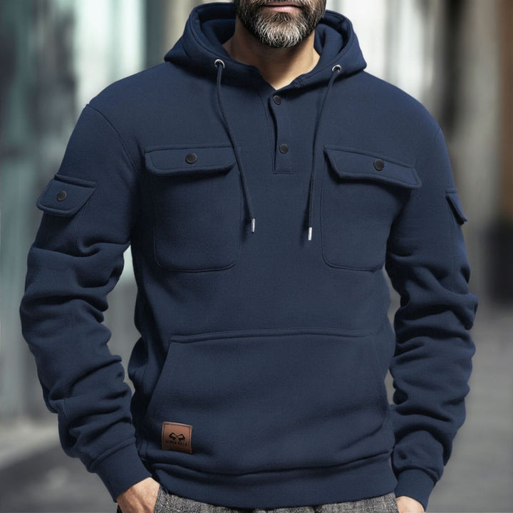 Herren Fleece-Hoodie mit praktischen Brusttaschen Echoarchiv
