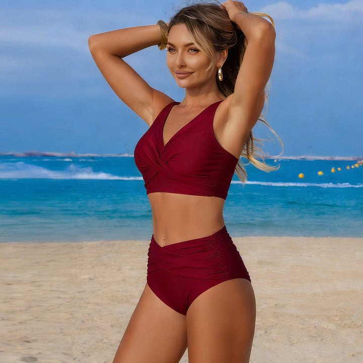 Damen Hochgeschnittenes Bikini-Set mit Wickeldetail Echo Archiv