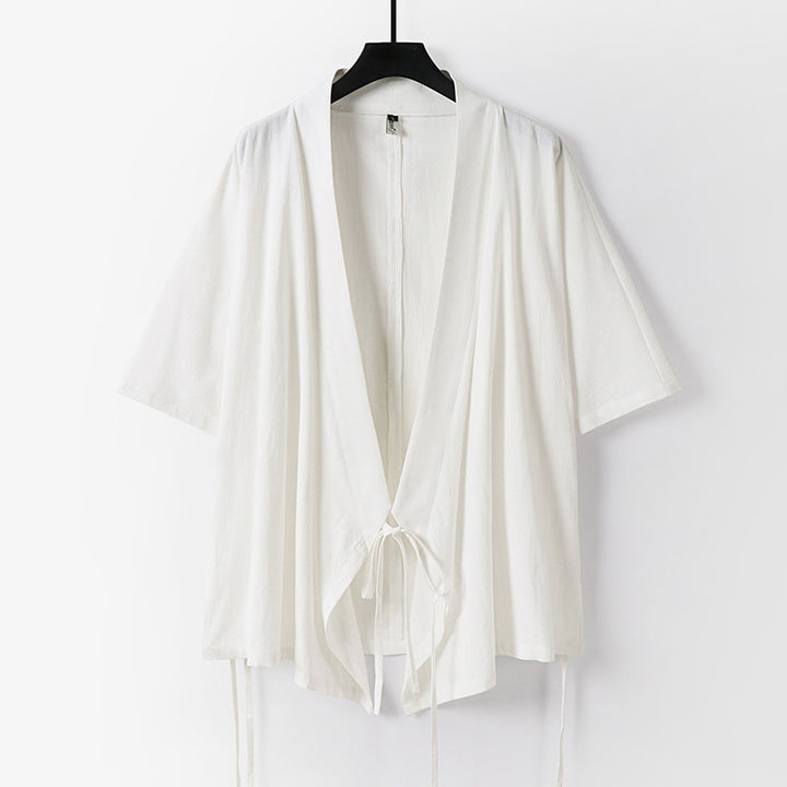 Damen locker fallende Kimono-Jacke mit Bindegürtel Echoarchiv