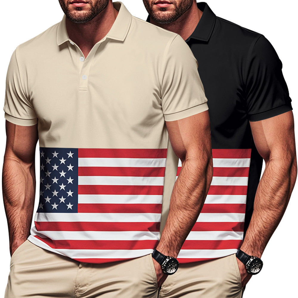 Herren Polo-Shirt mit Flaggenmotiv und klassischem Kragen Echoarchiv