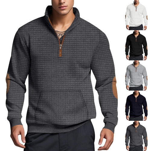 Herren sportlicher Pullover mit halbem Reißverschluss und strukturierter Oberfläche Echoarchiv