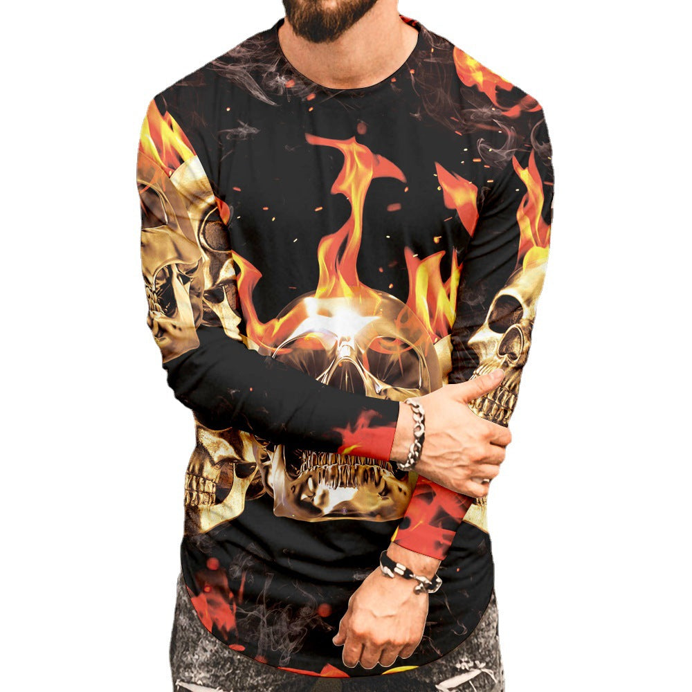 Herren Langarmshirt mit gruseligem Halloween-Motiv Echoarchiv