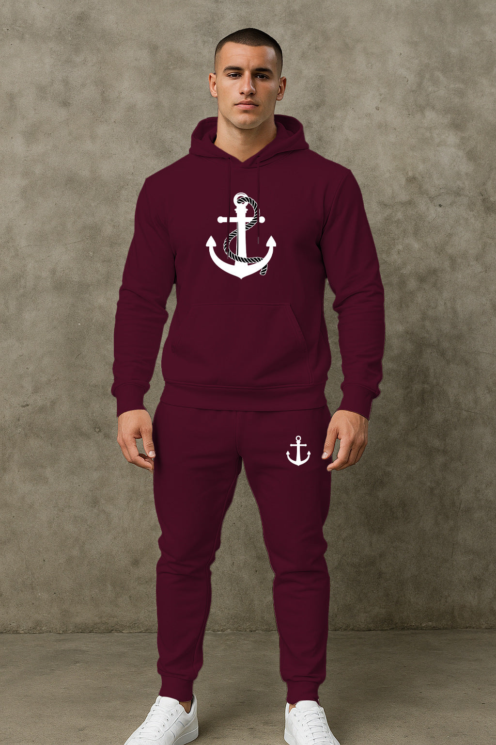 Herren Hoodie- und Jogginghose-Set mit maritimem Ankerdesign Echoarchiv