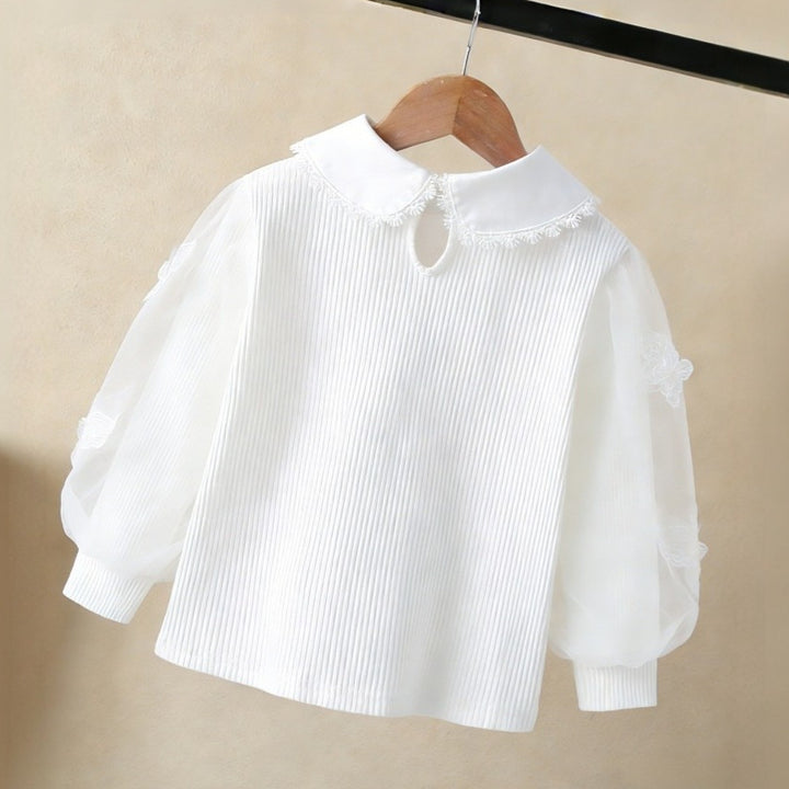 Damen Bluse mit eleganten Puffärmeln und Rüschenkragen Echo Archiv