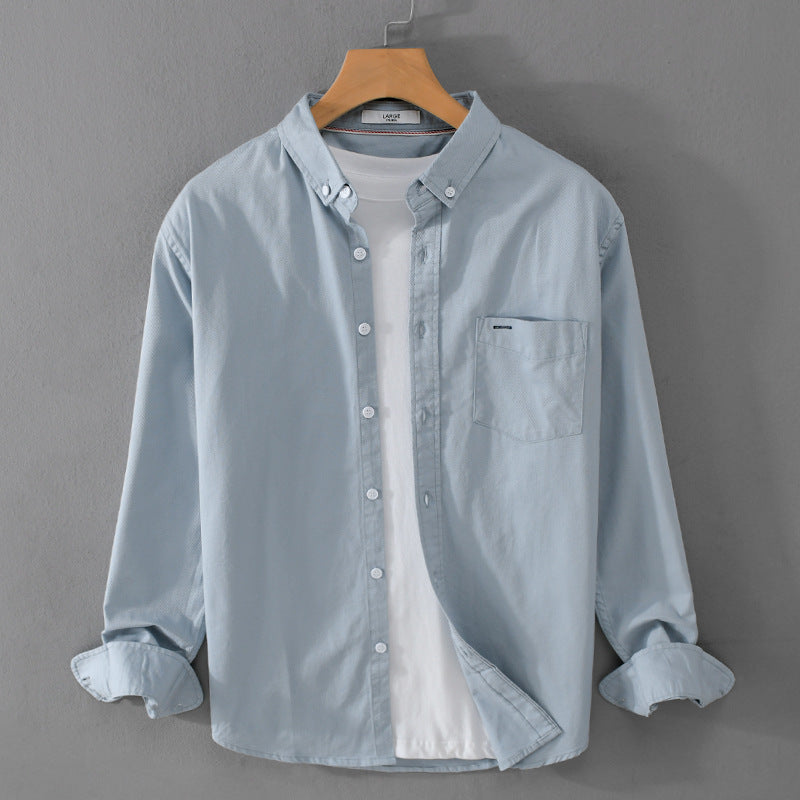 Herren klassisches Button-Down Oxfordhemd aus Baumwolle mit Kentkragen lockerer Schnitt und Brusttasche Echoarchiv