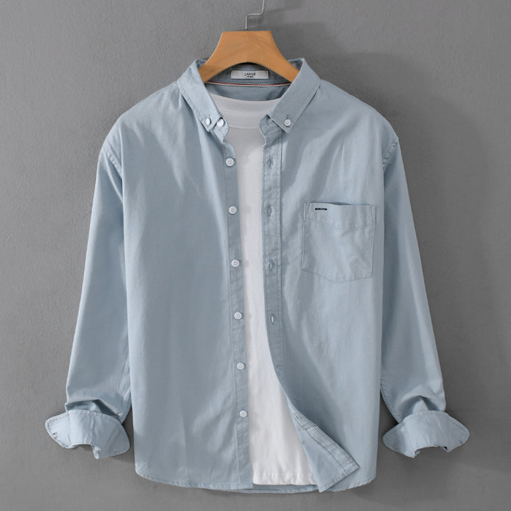 Herren klassisches Button-Down Oxfordhemd aus Baumwolle mit Kentkragen lockerer Schnitt und Brusttasche Echoarchiv