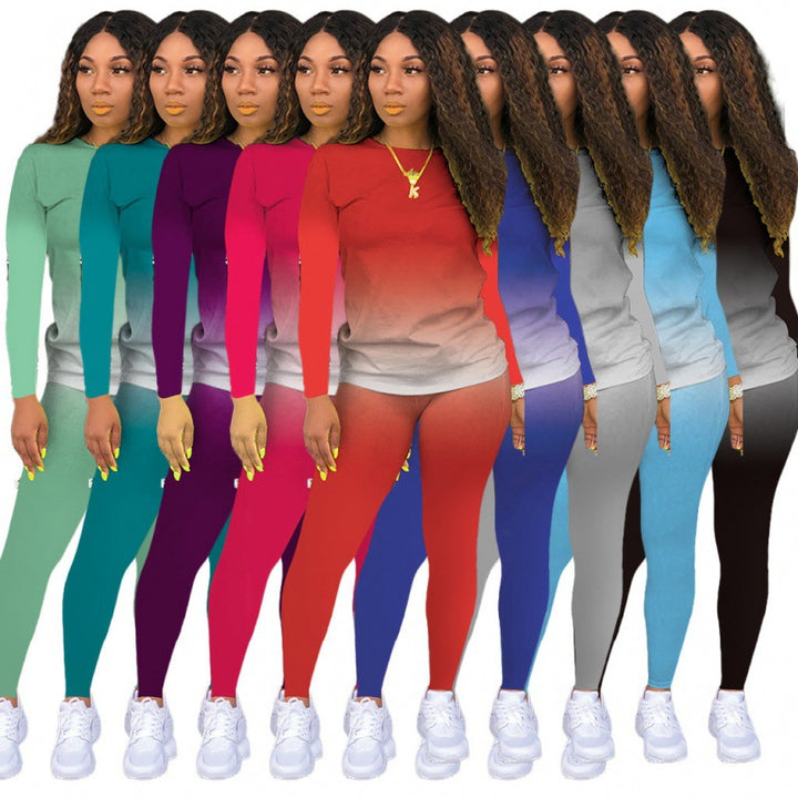 Damen Zweiteiliges Stretch-Set mit Langarmshirt und High-Waist-Leggings – Avérine