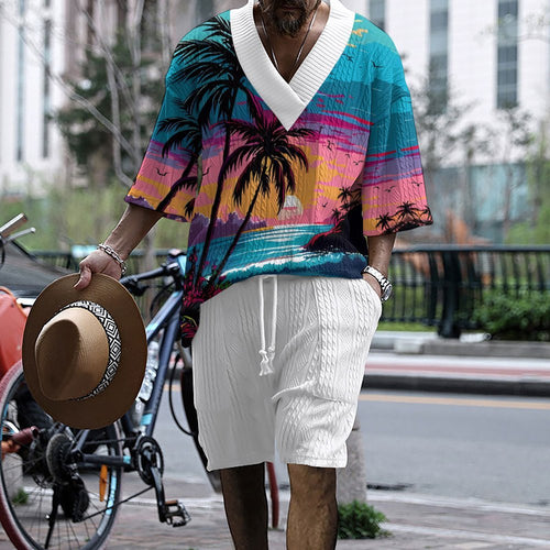 Herren lässiges Kurzarm-T-Shirt und Shorts im urbanen Design Echoarchiv
