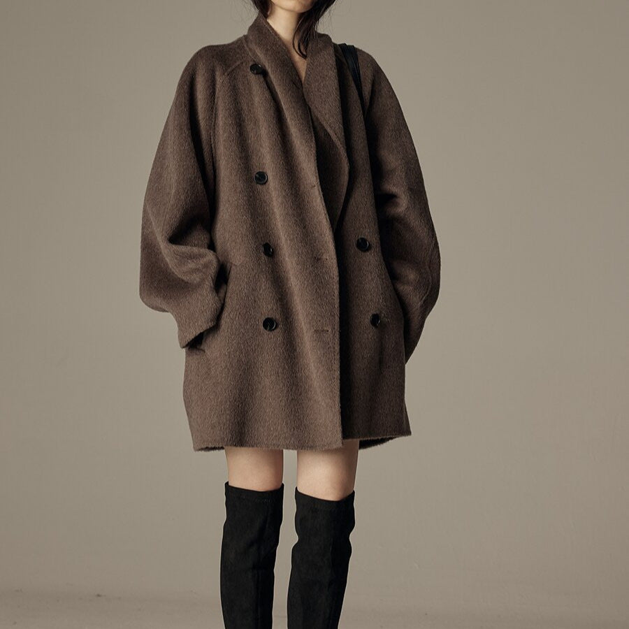 Damen Modische Oversized Wool-Mantel Echoarchiv