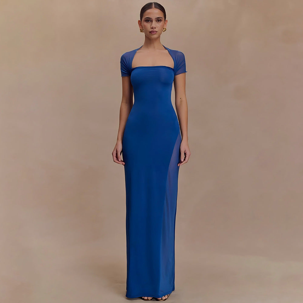 Damen elegantes Maxikleid mit schulterfreier Raffungen Echo Archiv