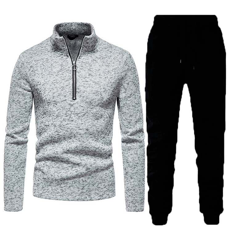 Herren Sportliches Fleece-Trainingsset mit hohem Stehkragen und praktischen Taschen Echoarchiv