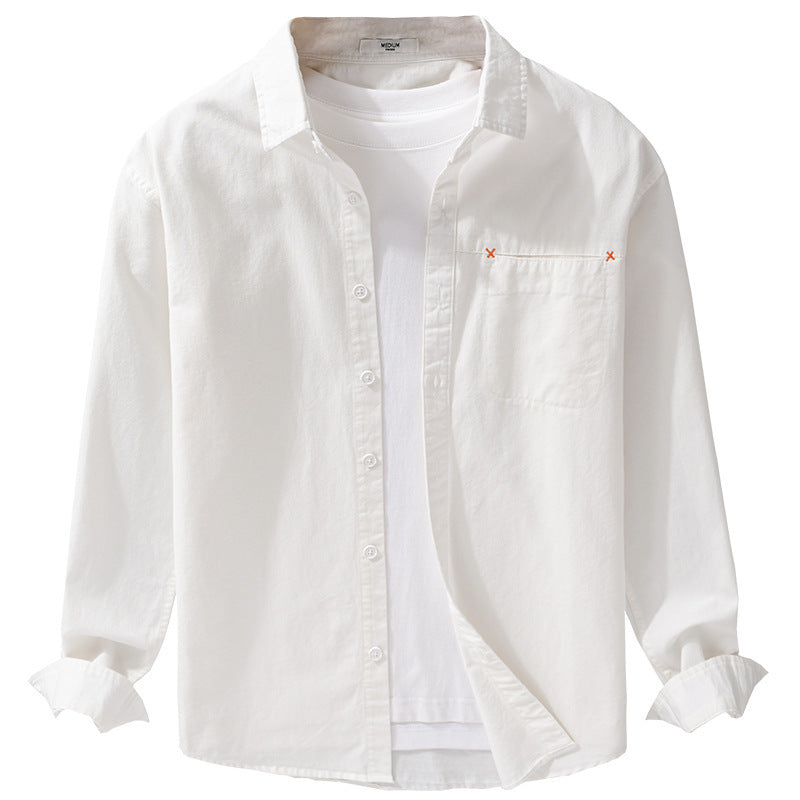 Herren Leichtes Baumwoll-Layering-Overshirt mit tonaler Brusttasche und Soft‑Touch‑Finish Echoarchiv