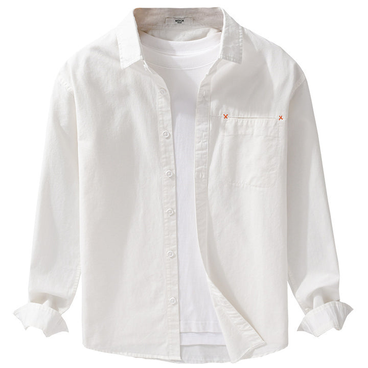 Herren Leichtes Baumwoll-Layering-Overshirt mit tonaler Brusttasche und Soft‑Touch‑Finish Echoarchiv