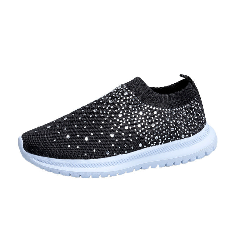 Damen Strick-Slipper-Sneaker mit Strassbesatz und flexibler Komfortsohle Echoarchiv