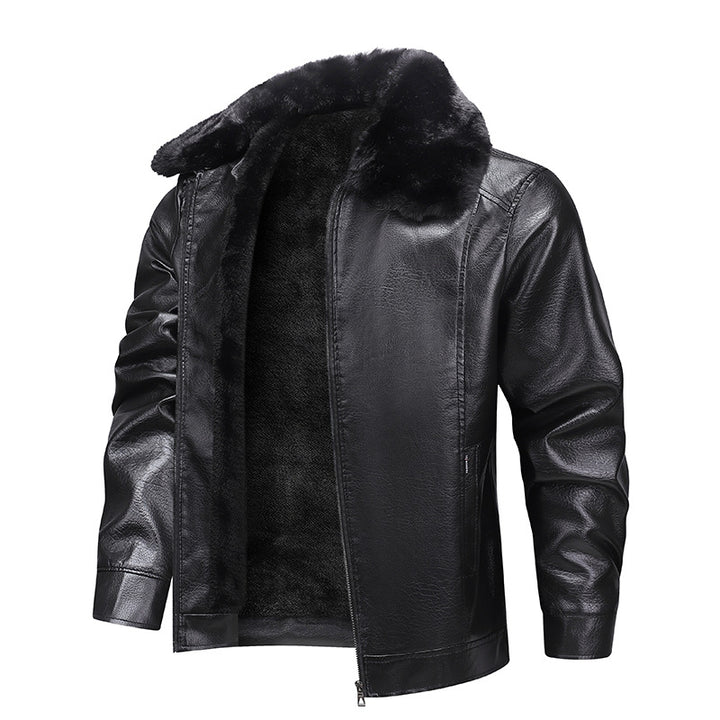 Herren Kunstleder-Fliegerjacke mit durchgehendem Teddyfutter und markantem Fellkragen Echoarchiv