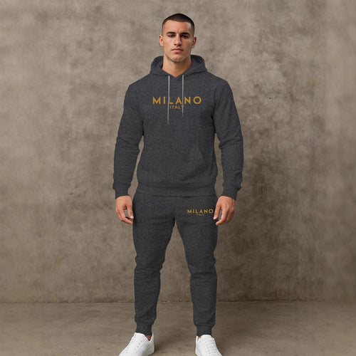 Herren Hoodie und Jogginghose Set mit stylischem Milano Print Echoarchiv