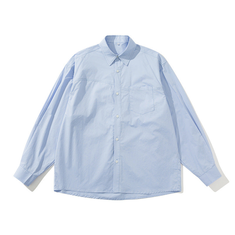 Unisex Leichtes Oversize-Hemd im Boxy-Cut mit Brusttasche und abgerundetem Saum Echoarchiv