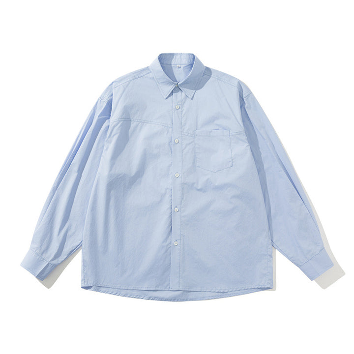 Unisex Leichtes Oversize-Hemd im Boxy-Cut mit Brusttasche und abgerundetem Saum Echoarchiv