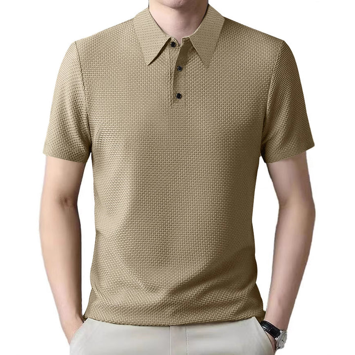 Herren nan Mikrostruktur-Poloshirt mit Hemdkragen, dezenter Knopfleiste und atmungsaktivem Jersey Echo Archiv