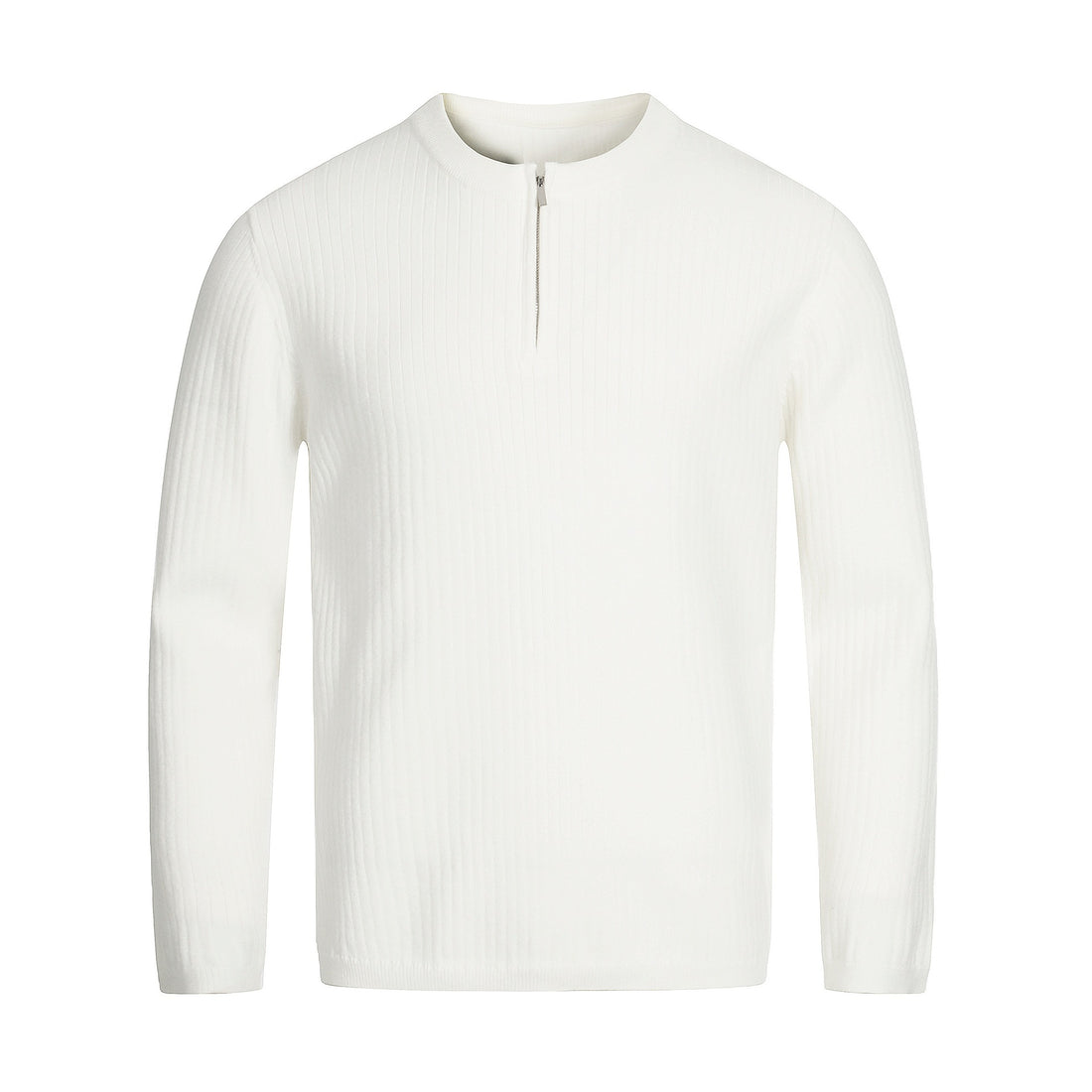 Unisex Rippstrick-Halbzip-Pullover mit schmaler Silhouette und Troyerkragen Echoarchiv