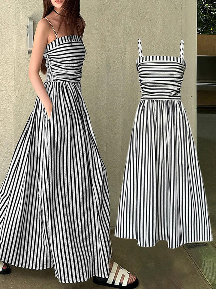 Damen Maxikleid mit schmalen Trägern und raffinierten Falten Echo Archiv