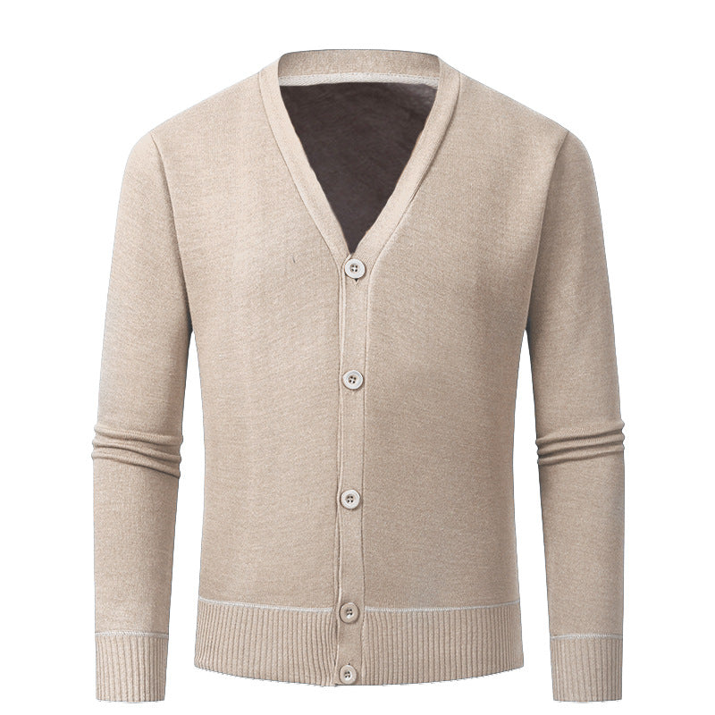 Herren Strickjacke mit V-Ausschnitt und knopflosem Design Echoarchiv