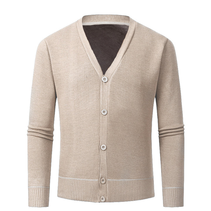 Herren Strickjacke mit V-Ausschnitt und knopflosem Design Echoarchiv