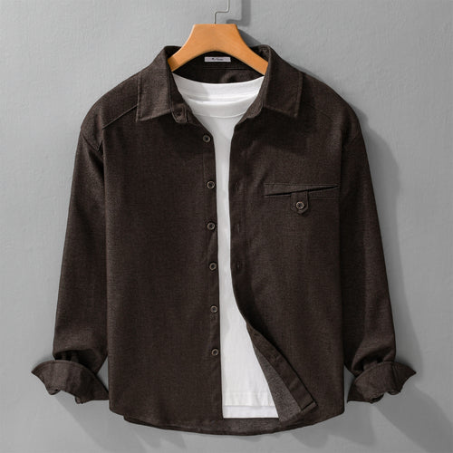 Herren Weiches Denim-Overshirt mit Pattentasche und lockerem Schnitt Echoarchiv